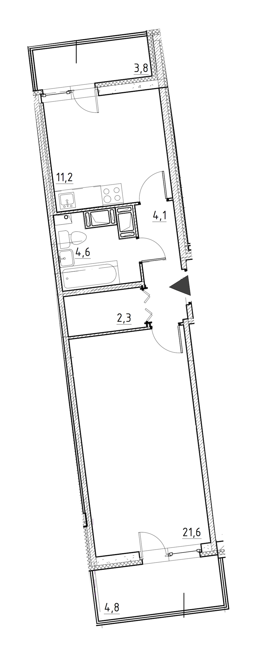 1-комнатная квартира 49.1 м², 11/12 эт., ЖК «Квартал Che»